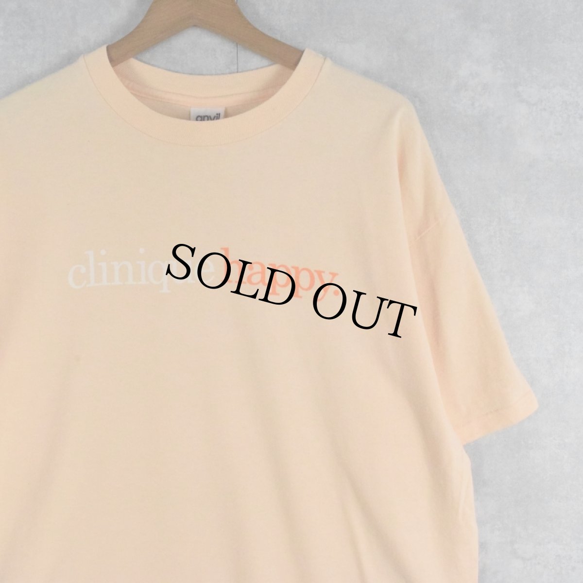 画像1: 90's CLINIQUE USA製 "clinique happy" スキンケアメーカー プリントTシャツ XL (1)