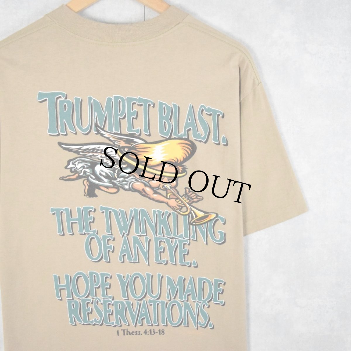 画像1: 90's USA製 "TRUMPET BLAST" ジーザスプリントTシャツ L (1)