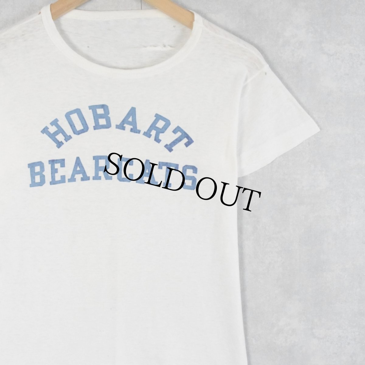 画像1: 60's〜 "HOBART EARCATS" フロッキープリントTシャツ (1)