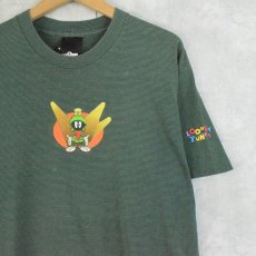 画像1: 90's Looney Tunes マービン・ザ・マーシャン ボーダー柄 キャラクターTシャツ XL (1)