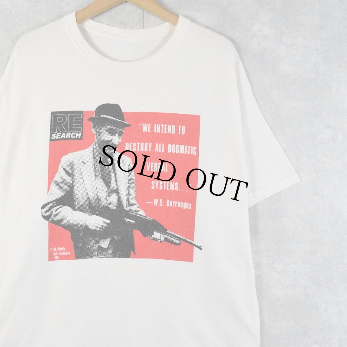 画像1: W.S.Burroughs "RE/SEARCH" 小説家プリントTシャツ (1)