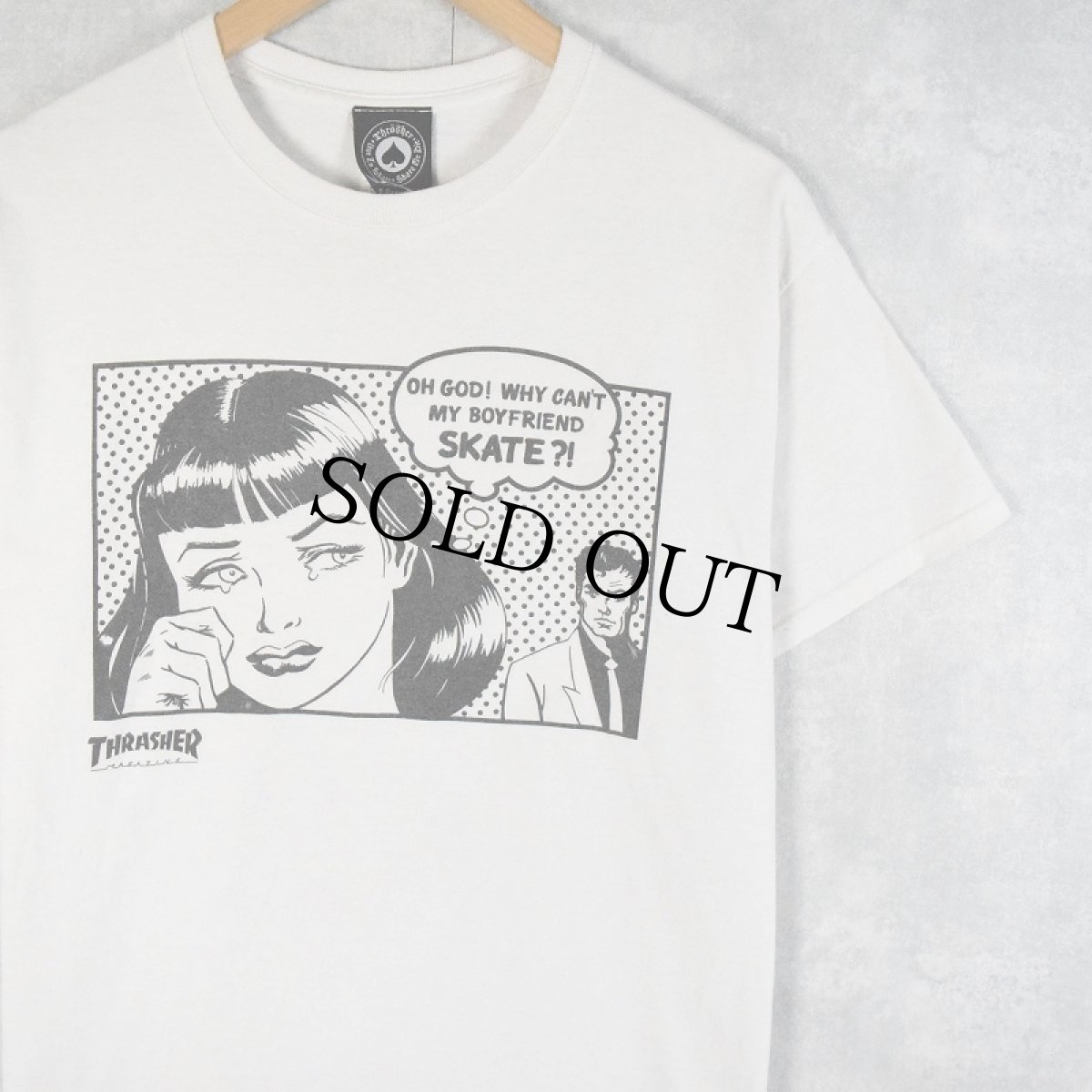 画像1: THRASHER "WHY CAN'T MY BOYFRIEND SKATE?!" アメコミプリントTシャツ M (1)