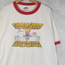 画像1: Aqua Teen Hunger Force "SUPESIZED CRIME FIGHTERS!" キャラクタープリントリンガーTシャツ XL (1)