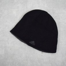 画像1: adidas ロゴ刺繍 ニットキャップ BLACK (1)