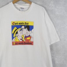 画像1: 90's Dick Tracy&Superman “Clark wants Dick Dick wants Condoms” ポップアートプリントTシャツ XL (1)