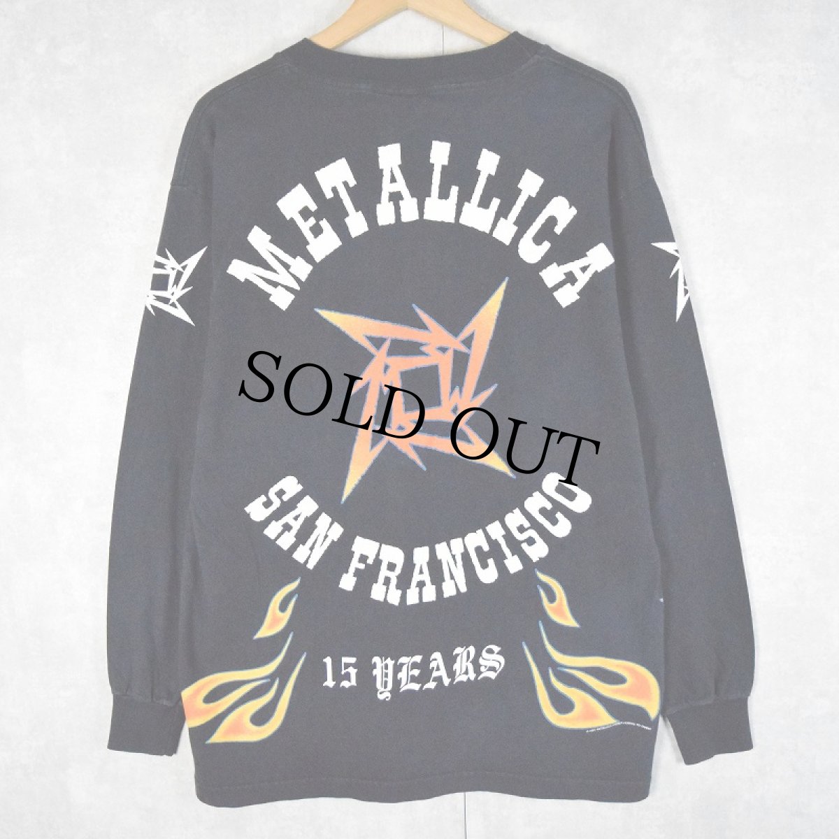 画像1: 90's METALLICA  USA製 "METALLICA SAN FRANCISCO 15YEARS" ヘヴィメタルバンドロンT L (1)