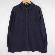 画像1: POLO Ralph Lauren コットン無地シャツ NAVY L (1)