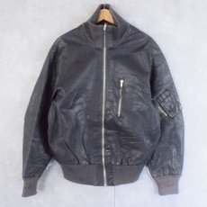 画像1: 民間品 ドイツ軍 フライトレザージャケット DARK GRAY SIZE51 (1)