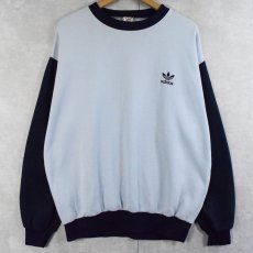 画像1: 80〜90's adidas ロゴ刺繍 切り替えデザインスウェット XXL (1)