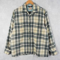 画像1: 50〜60's Woolrich チェック柄 ウール×ナイロン オープンカラーシャツ L (1)