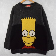 画像1: 2000's THE SIMPSONS キャラクター柄織り スキーニットセーター (1)