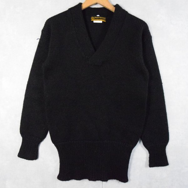 40's KNITTED OUTERWEAR Vネックニットセーター BLACK