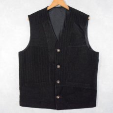 画像1: Fashion in WOOL ウール×ポリエステル 切り替えデザインベスト BLACK (1)