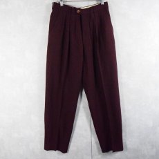 画像3: 90's KENZO JAPAN製 2タック ウール×レーヨンスラックス BURGUNDY W29 (3)