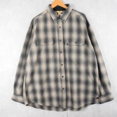 画像1: Woolrich オンブレーチェック柄 エルボーパッチ付き ウールシャツ XL (1)