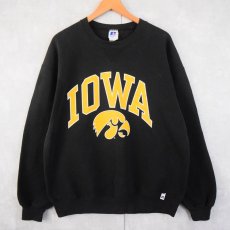 画像1: [お客様お支払い処理中]90's〜 RUSSELL ATHLETIC USA製 "IOWA" 前V プリントスウェット BLACK XL (1)