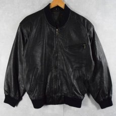 画像1: Echtes Leder レザージャケット BLACK SIZE46 (1)