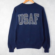 画像2: 90's SOFFE USA製 "UNITED STATES AIRFORCE" リフレクタープリントスウェット NAVY M (2)