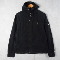 画像1: POLO Ralph Lauren コットン×ナイロン ジップパーカー BLACK S (1)