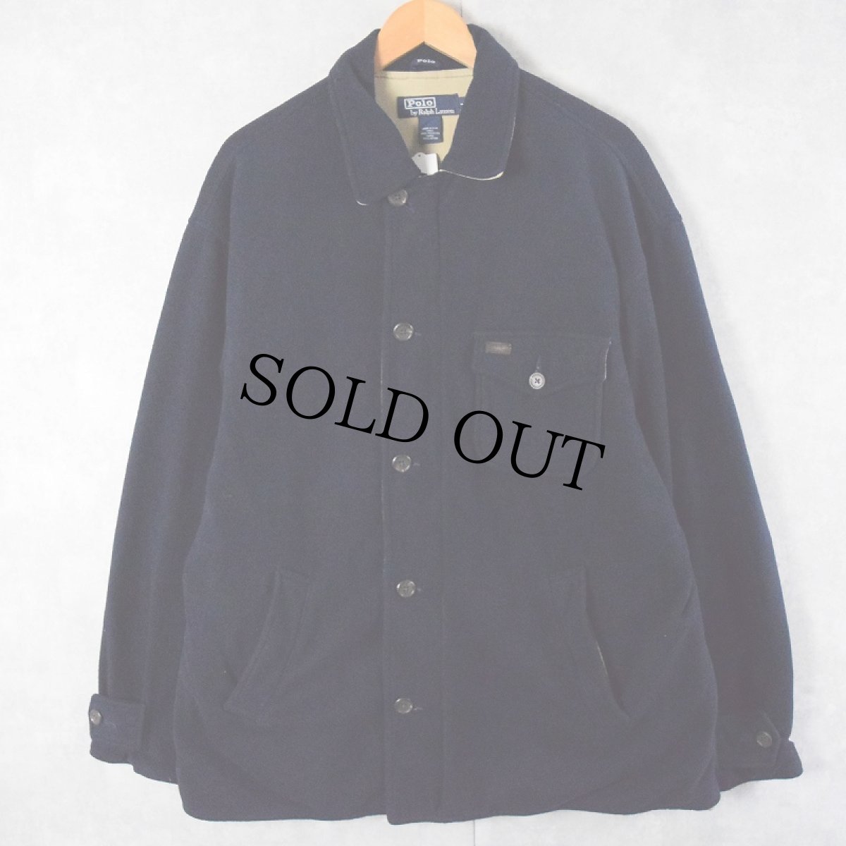 画像1: 90's POLO Ralph Lauren  USA製 フリースジャケット NAVY L (1)