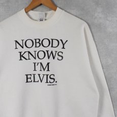 画像1: 90's DON'T PANIC "NOBODY KNOWS I'M ELVIS" プリントスウェット L (1)