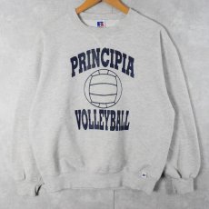 画像2: 90's RUSSEL ATHELETIC USA製 "PRINCIPIA VOLLEYBALL" 前V バックプリントスウェット L  (2)