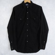 画像1: POLO Ralph Lauren コットン ウエスタンシャツ BLACK S (1)