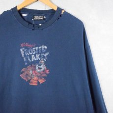 画像1: Kellogg's FROSTED FLAKES "Tony the Tiger" シリアル企業 キャラクタープリントロンT NAVY XXL (1)