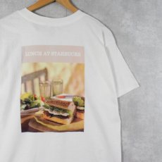 画像2: STARBUCKS COFFE "LUNCH AT STARBUCKS" フォトプリントTシャツ L (2)