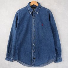 画像1: 80〜90's Ralph Lauren POLO COUNTRY ボタンダウン デニムシャツ L (1)