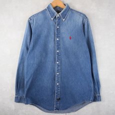 画像1: 80〜90's Ralph Lauren POLO COUNTRY ボタンダウン デニムシャツ M (1)