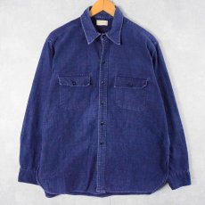 画像1: 70's L.L.Bean 筆記体タグ シャモアクロスシャツ NAVY SIZE17 (1)