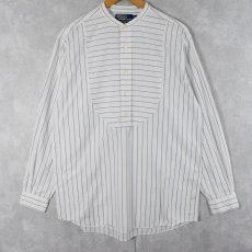 画像1: POLO Ralph Lauren "KESWICK" ストライプ柄 バンドカラー プルオーバーシャツ M (1)