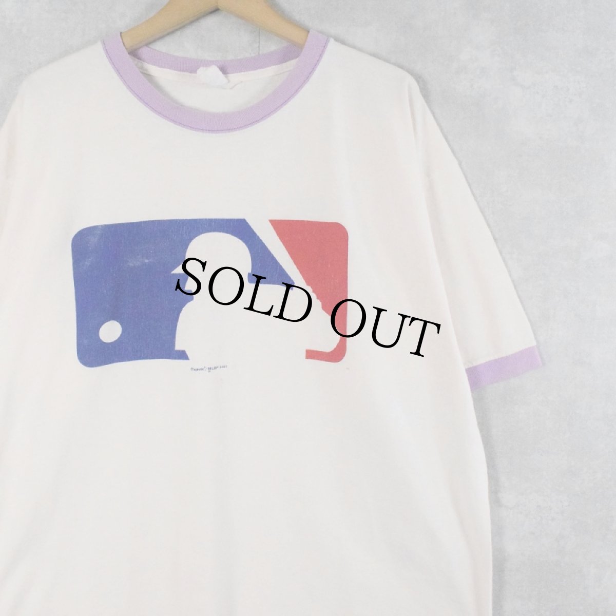 画像1: 2000's MLB ロゴプリントリンガーTシャツ 2X (1)