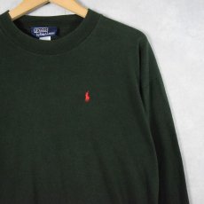 画像1: 90's POLO Ralph Lauren USA製 ロゴ刺繍ロンT M (1)