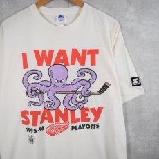 画像1: 90's Detroit Red Wings "I WANT STANLEY" NHLチームプリントTシャツ L (1)