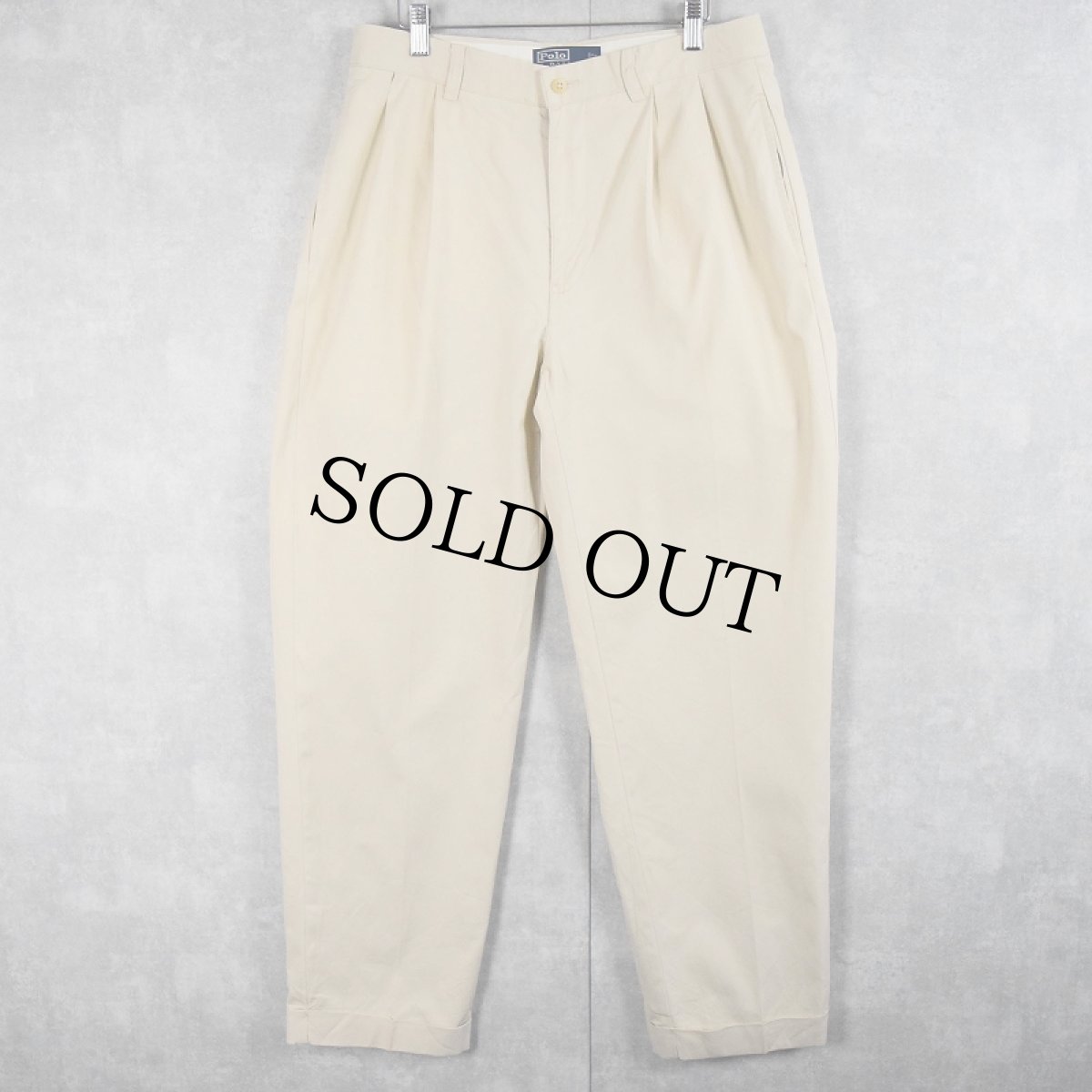 画像1: POLO Ralph Lauren "HAMMOND PANT" ツータックコットンスラックス W33 (1)