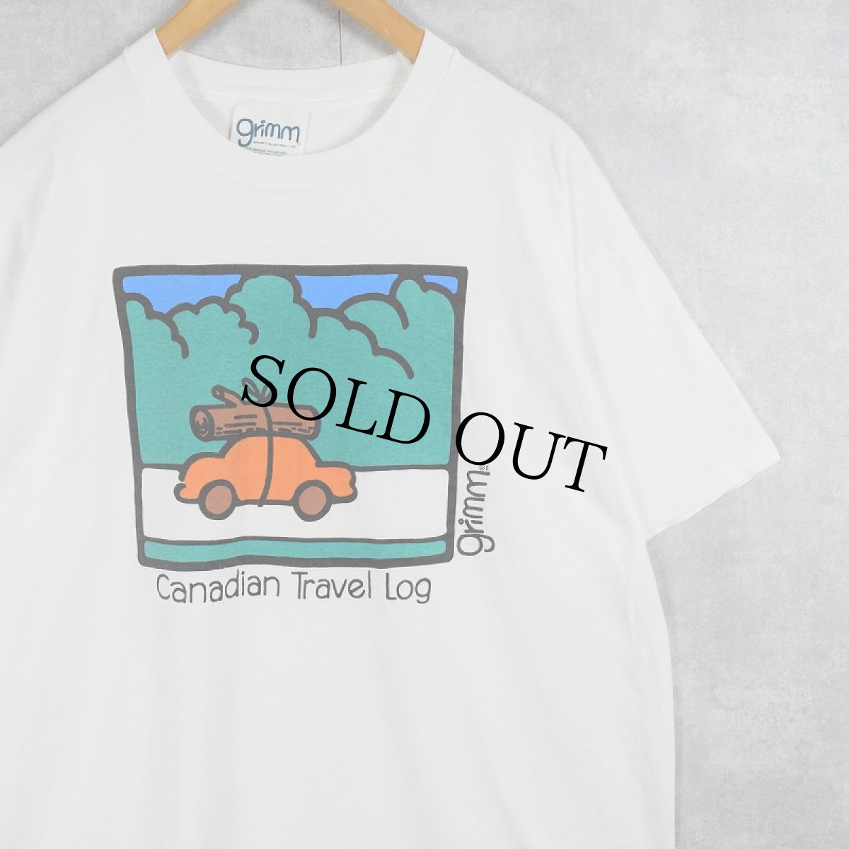 画像1: 90's grimm CANADA製 "Canadian Travel Log" シュールイラストプリントTシャツ ONESIZE (1)