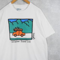 画像1: 90's grimm CANADA製 "Canadian Travel Log" シュールイラストプリントTシャツ ONESIZE (1)