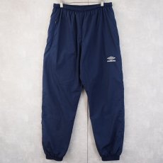 画像1: 90's UMBRO ロゴ刺繍 コットンポリ トラックパンツ NAVY  (1)