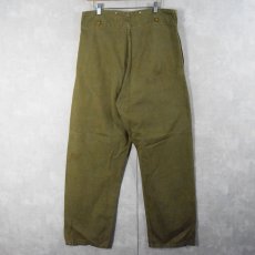 画像2: 50's British Army グリーンデニムパンツ W34 (2)