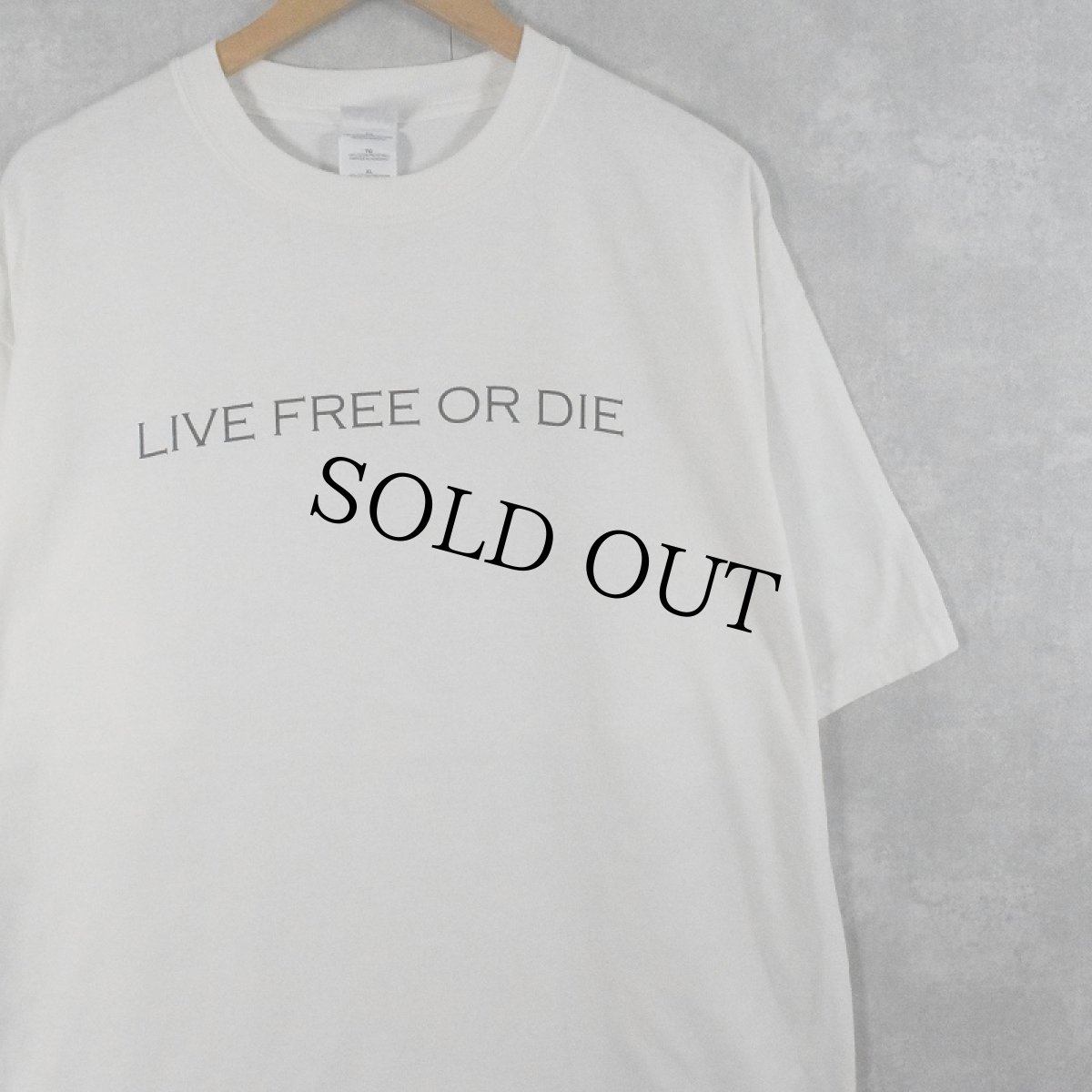 画像1: SQUAN LAKES NEW HAMPSHIRE "LIVE FREE OR DIE" メッセージプリントTシャツ XL (1)
