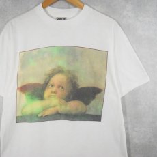 画像1: 90's Raffaello "二人の天使" アートプリントTシャツ L (1)