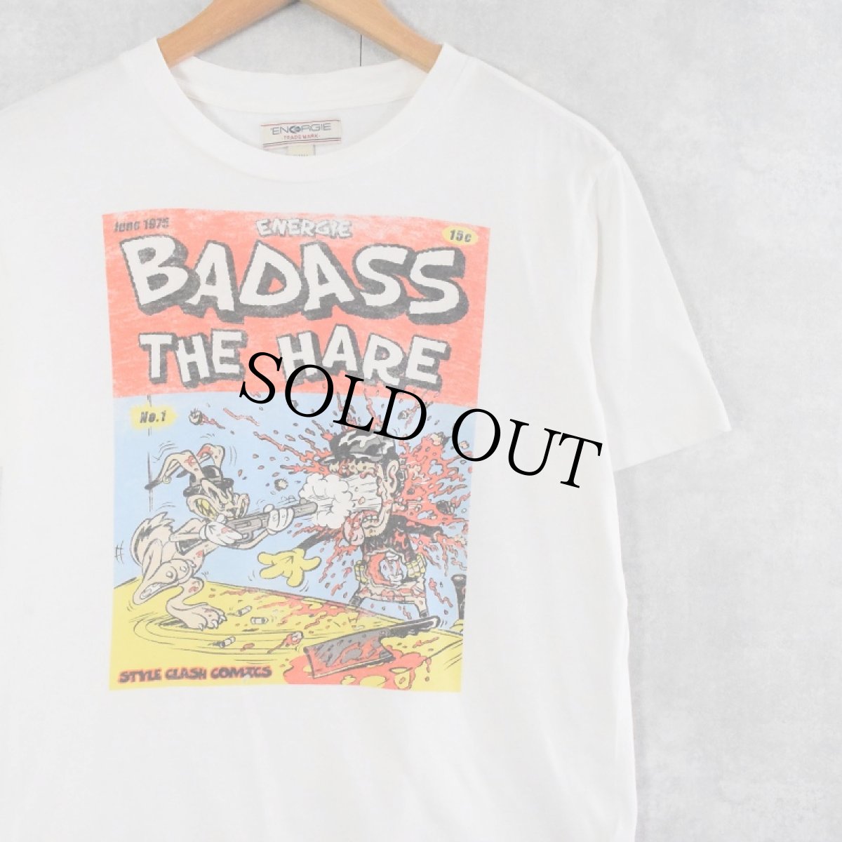 画像1: ENERGIE "BADASS THE HARE" イラストプリントTシャツ S (1)