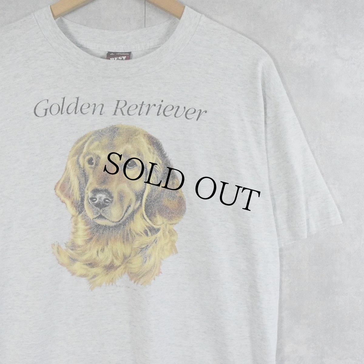 画像1: 90's USA製 "Golden Retriever" 犬プリントTシャツ L (1)