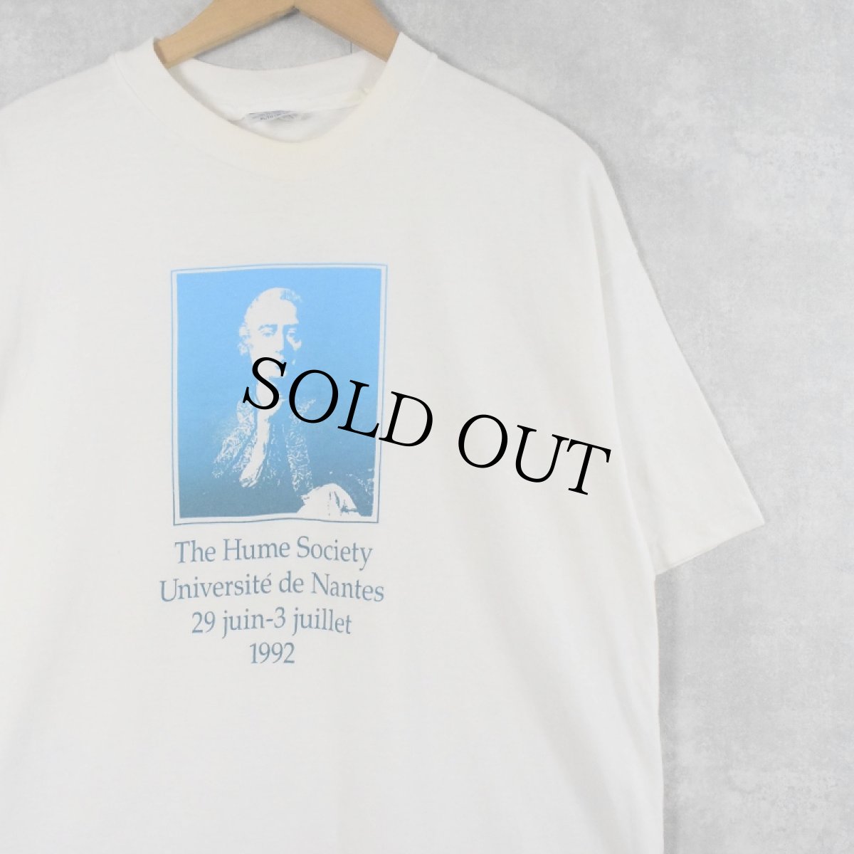 画像1: 90's David Hume USA製 哲学者プリントTシャツ XL (1)