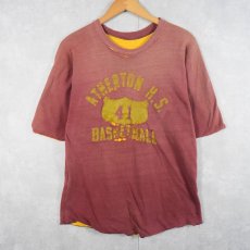 画像1: 70's〜 "ATHERTOM H.S. BASKETBALL"  ダブルフェイス リバーシブルTシャツ (1)