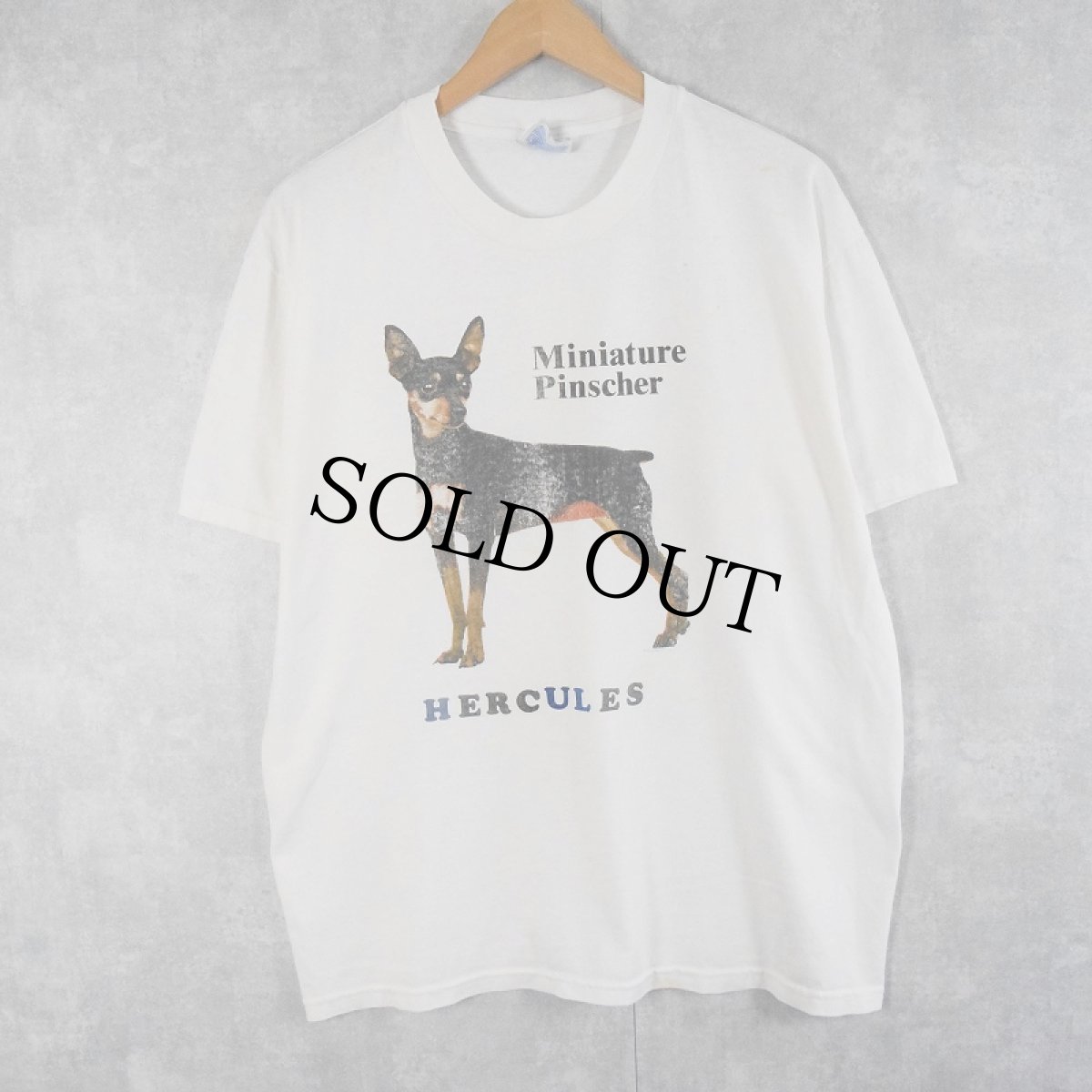 画像1: 90's〜 Miniature Pinscher 犬プリントTシャツ L (1)