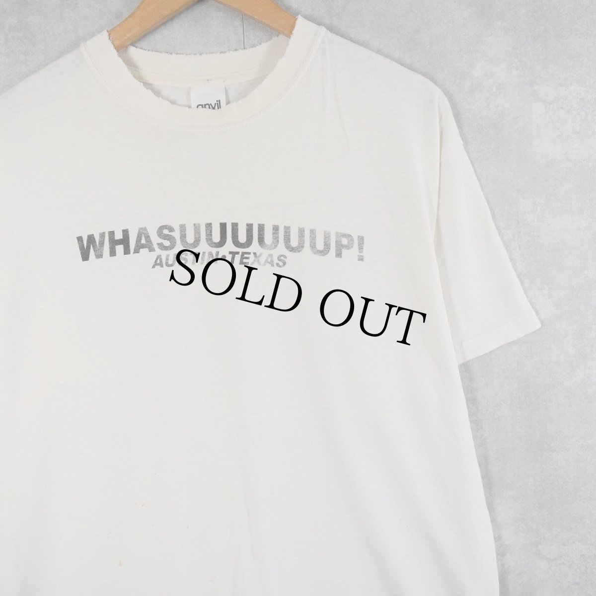 画像1: 90's "WHASUUUUUUP!" メッセージプリントTシャツ XL (1)