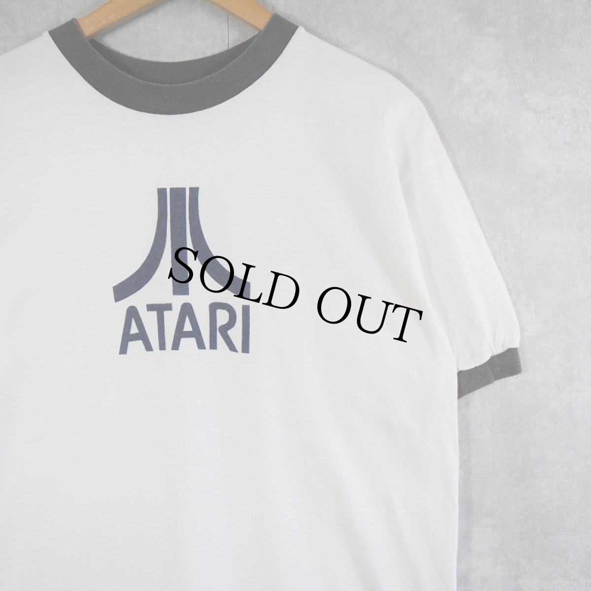 画像1: ATARI ビデオゲーム会社 ロゴプリントリンガーTシャツ L (1)